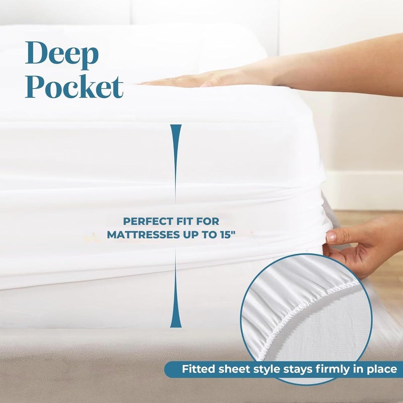 Micropuff Fitted Mattress Pad - Full XL Size (54" x 80") Mattress Pad - Soft and Comfortable Fitted Mattress Protector - Mattress Cover Stretches 12 to 15 Inches Deep - Easy to Wash - Image 3